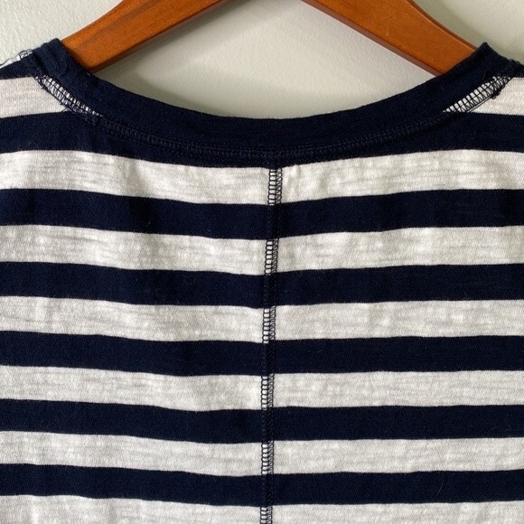 Talbots T By Talbots Stripe Short Sleeve Top Tee Crew Neck Trim Navy White - Picture 5 of 12